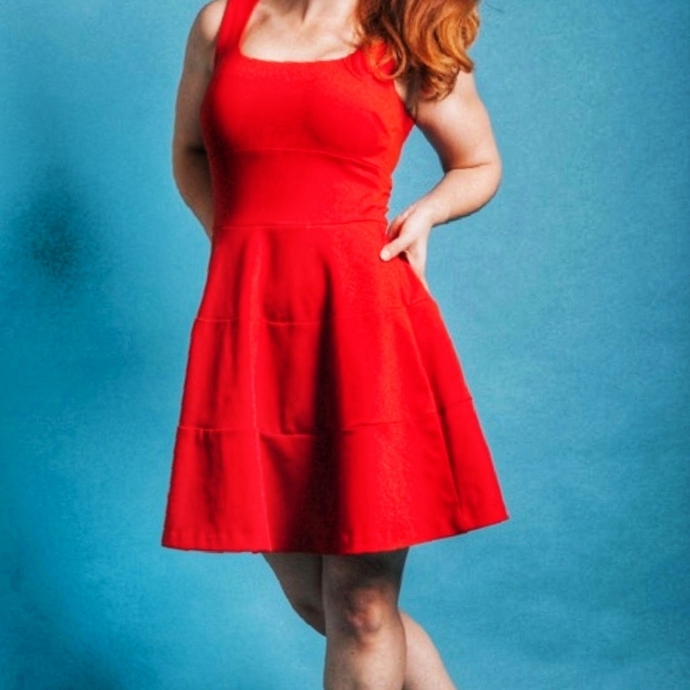 Banana Republic Red Sleeveless Fit-and-Flare Mini Dress